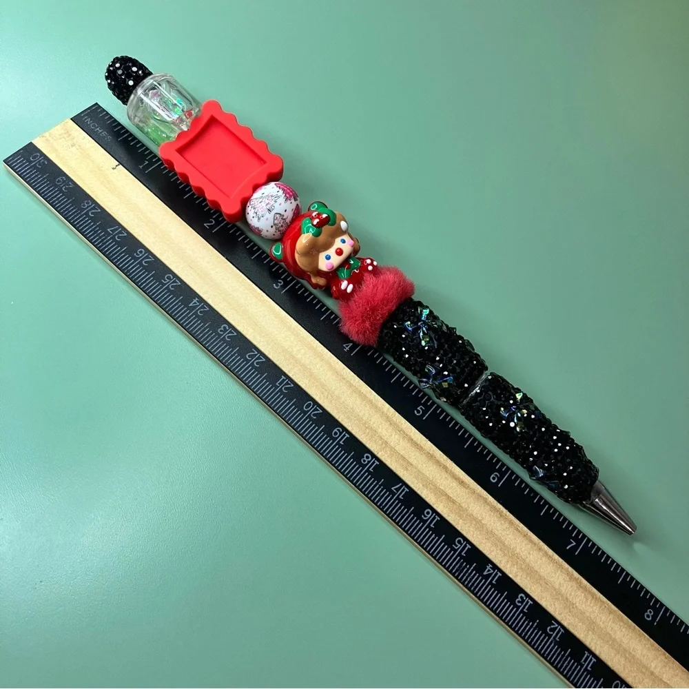 Holiday Handmade Beaded Pen with Handpainted Christmas Boy & DIY Picture Bead - Picture 7 of 7